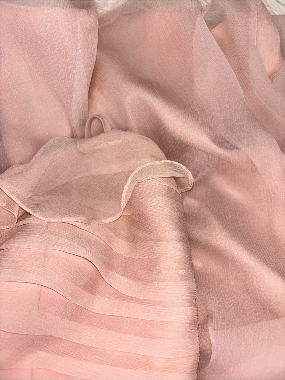 Amsale Soft Pink Ruffle Chiffon Strapless Dress size 6 - Picture 16 of 16